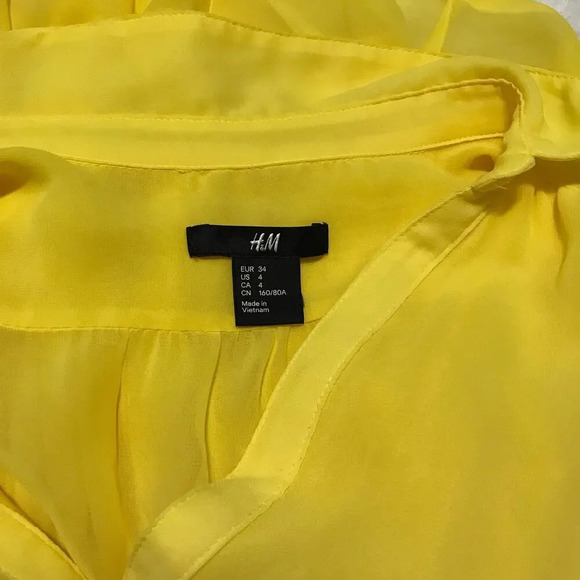H&M Yellow Blouson Mini Dress Women 4 - Picture 9 of 12